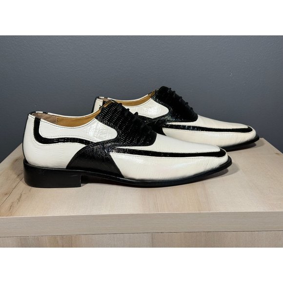 liberty Other - MEN'S WINTER WHITE + BLACK RETRO FASHION CROCO LOOK DRESS SHOES SIZE 8.5
